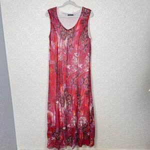 The Pyramid Collection Paisley Boho Maxi Dress Sleeveless Stretch Large